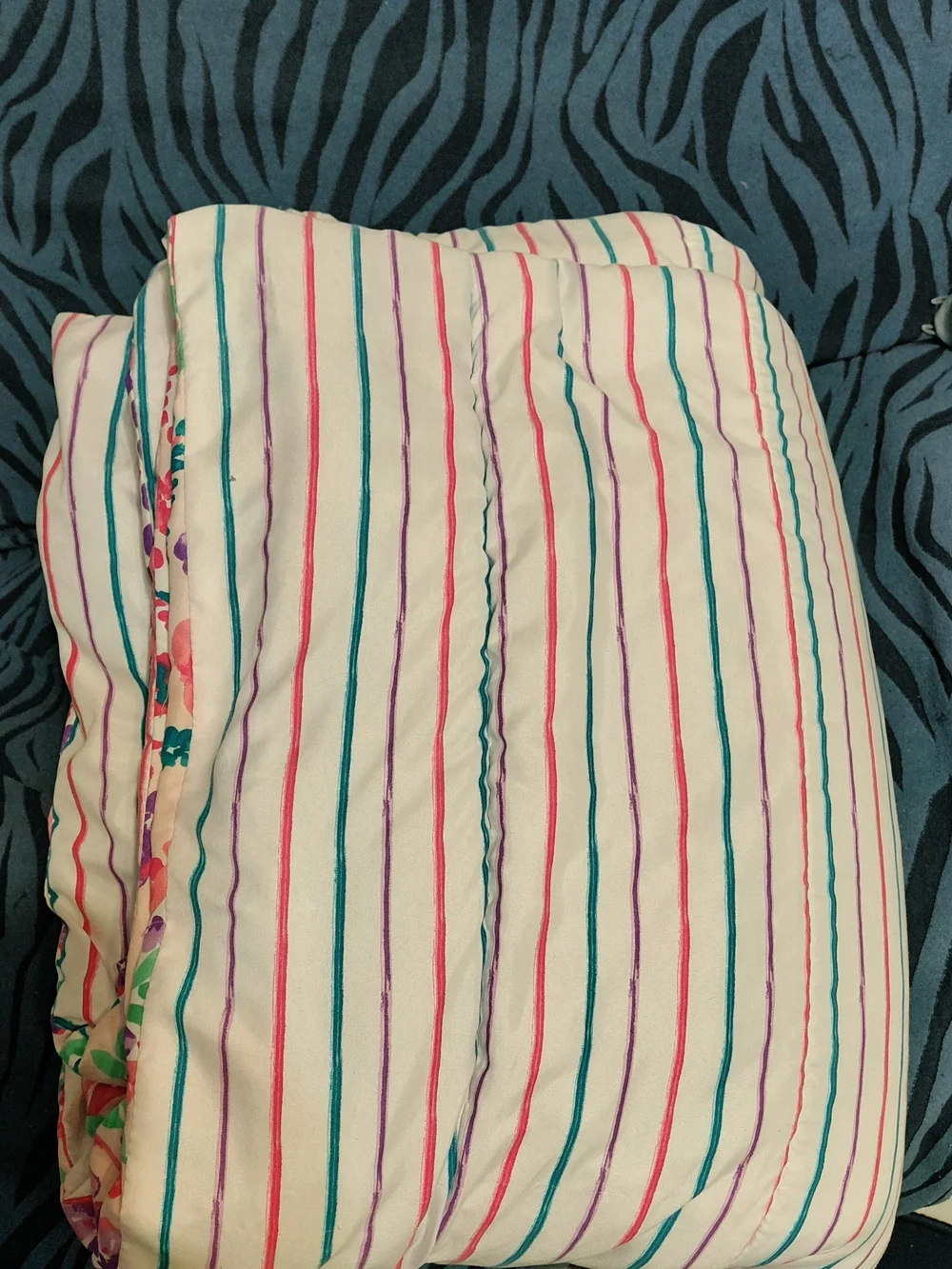 Floral Paisley Reversible Twin Comforter - Pink, Purple & Teal